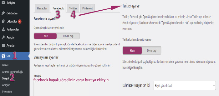 yoast seo sosyal medya ayarları