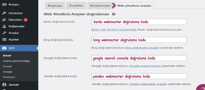 yoast seo web yöneticisi araçları