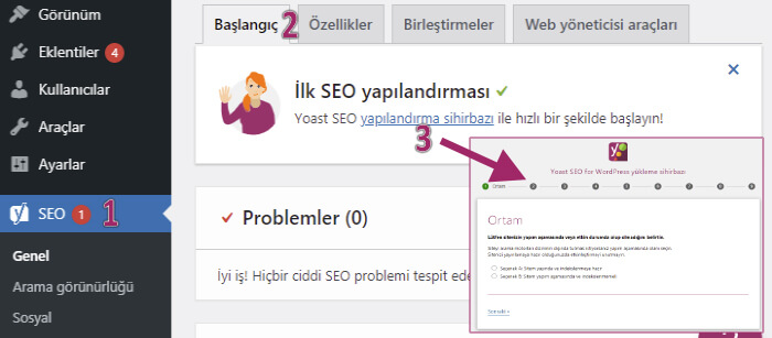 Yoast SEO yapılandırma sihirbazı